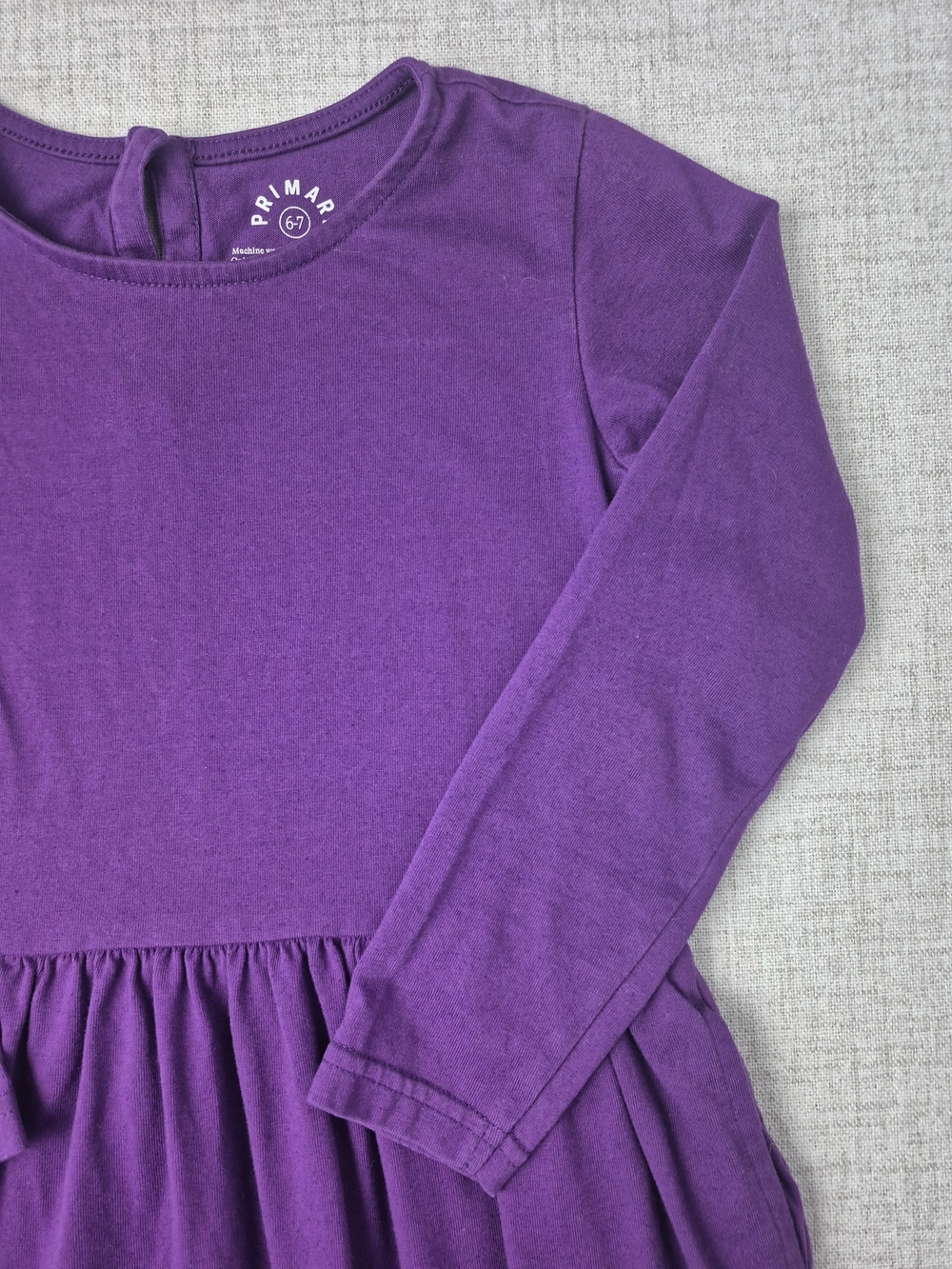 Primary Girls Purple Long Sleeve Pocket Dress Size 6-7 - Picture 2 of 10